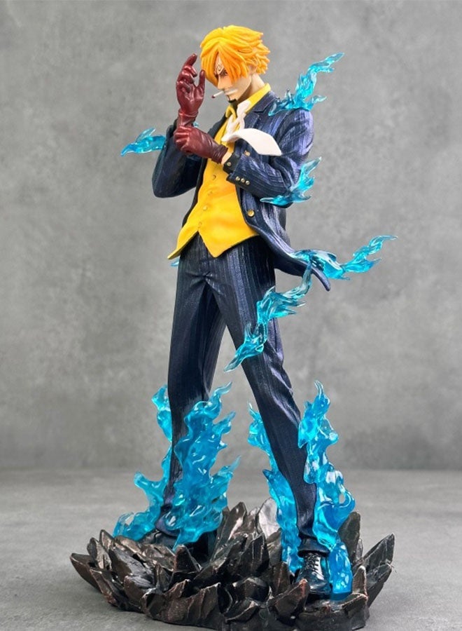 One Piece Sky Paint Sanji Figure Model Toy , Collectible Statue, Anime Action Figure Birthday Gift Collection, Office Decorations, Blue/Yellow , 22.5cm - Image 3